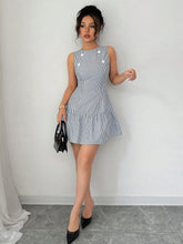 Elenzga Striped Crew Neck Sleeveless Casual Dress For Women